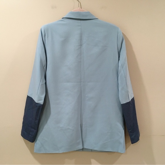 4th Reckless Women S Blue Peak Collar Long Sleeve Oversize Blazer Jacket New - Picture 4 of 10